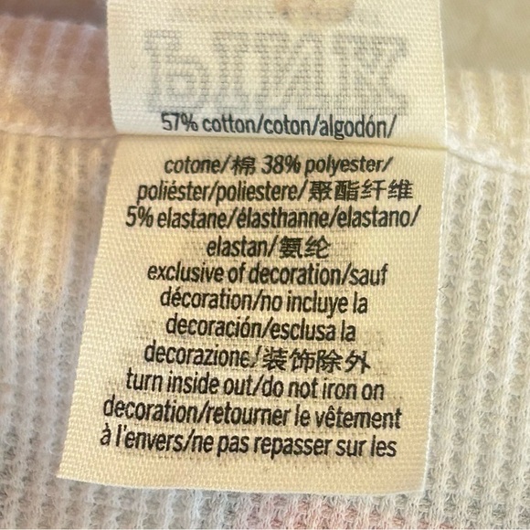 PINK Victoria's Secret Crew Neck Thermal Waffle Knit Top M White Red Tartan Logo - Picture 6 of 8